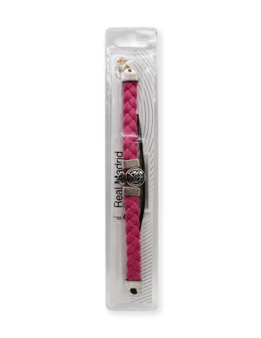 Pulsera trenza cuero rosa