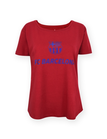 Camiseta Barça Granate con Escudo Azul para Mujer