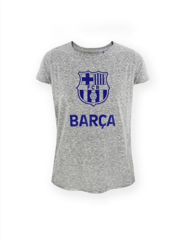Camiseta Barça Gris con Escudo Azul -...