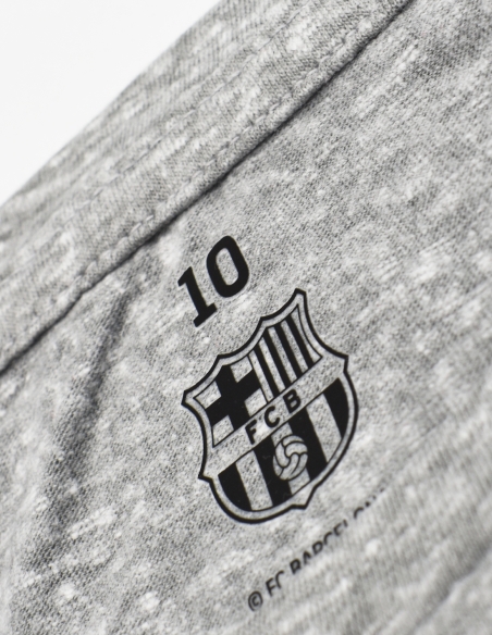 Camiseta Barça Gris con Escudo Azul - Junior