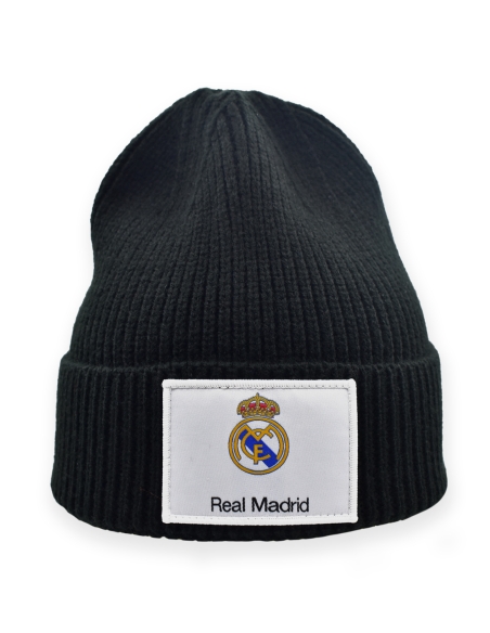 Gorro Real Madrid Negro con Parche Bordado