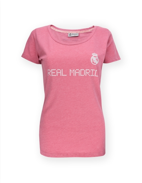 Camiseta Pink Real Madrid Escudo Blanco para Mujer