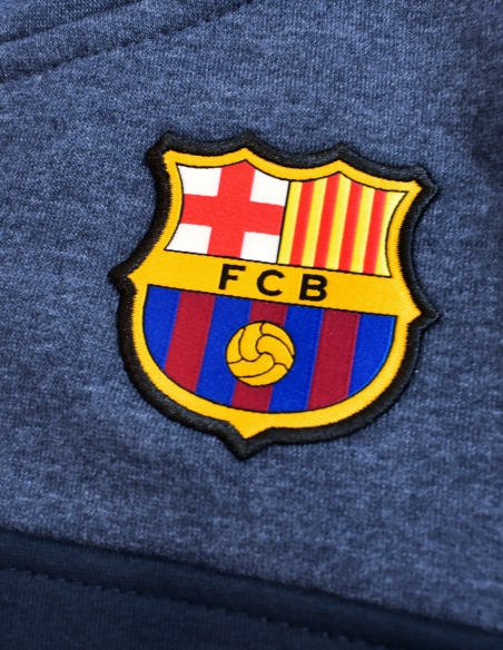 Sudadera Barça Azul Marino con Capucha y Cremallera - Junior