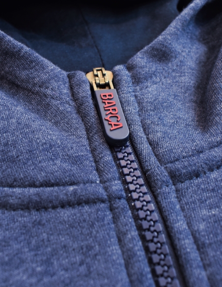 Sudadera Barça Azul Marino con Capucha y Cremallera - Junior