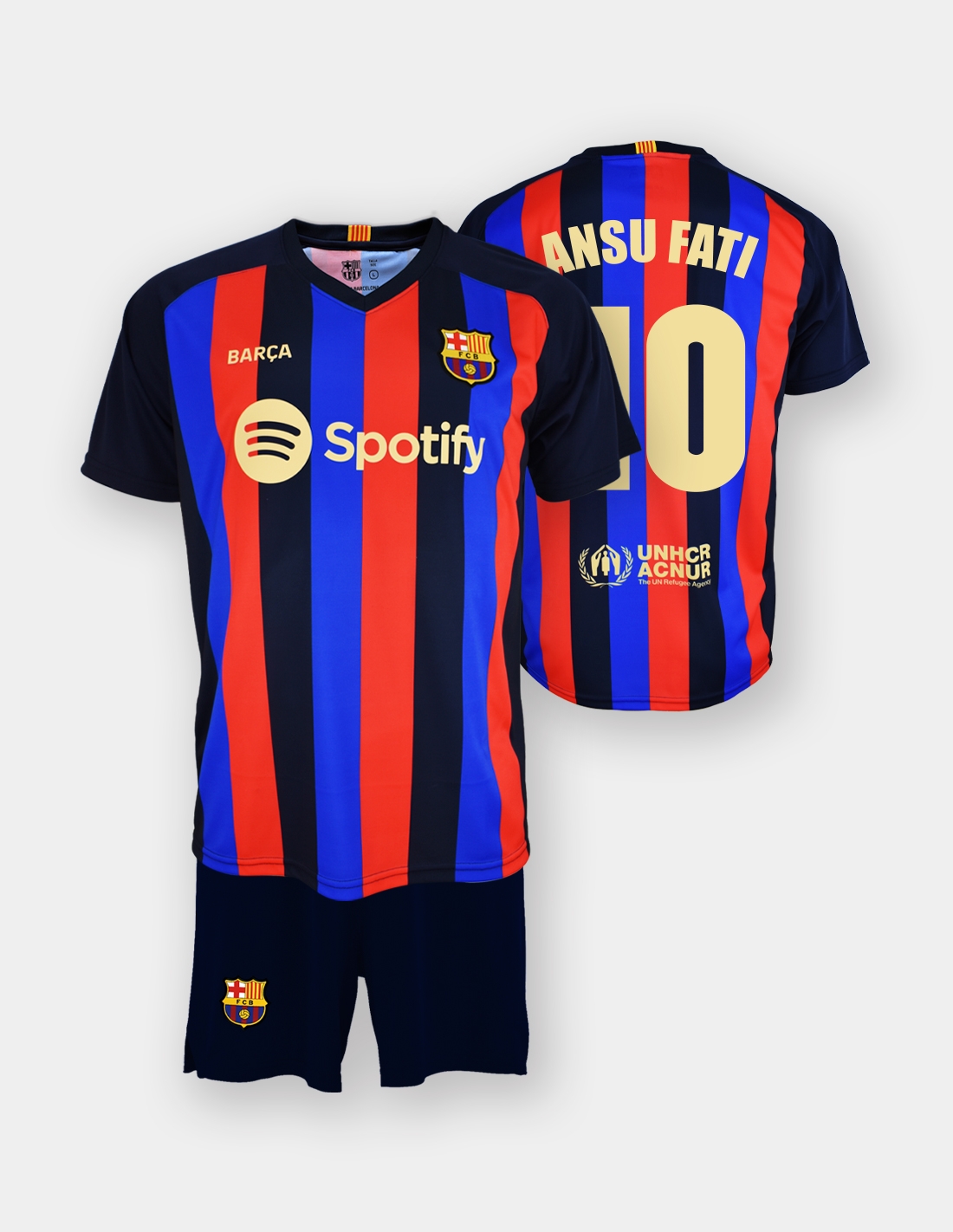 Réplica Oficial FC Barcelona - Pack camiseta y pantalón equipación 22/23 - Júnior Color Blaugrana Talla 6 Dorsal FC Barcelona Sin nombre